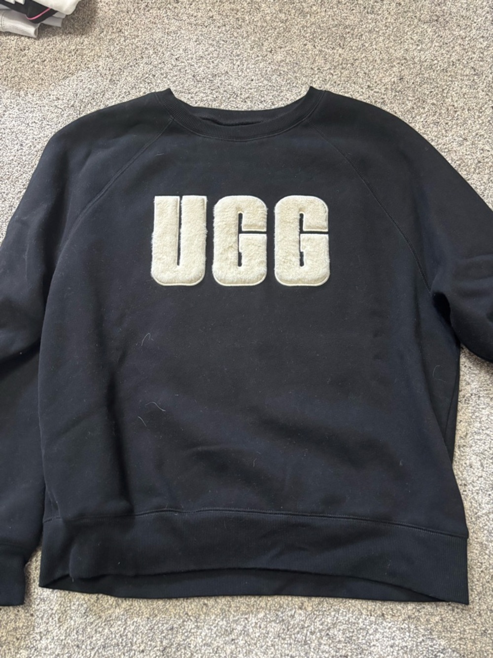 UGG Black Crewneck Sweater with Cream Sherpa Logo